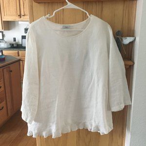 Hot Cotton Linen Blouse with Ruffled Hem